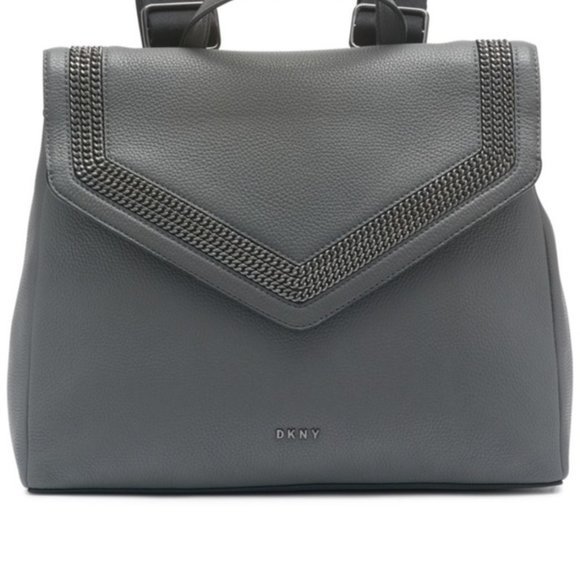 Dkny Bags Dkny Womens Gray Ziggy Convertible Leather Backpack Poshmark